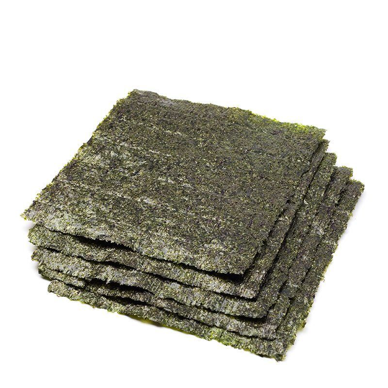 Halal Certified Roasted Seaweed Nori 50 Full Sheets Max 5% Moisture Dark Green Sushi Wrap